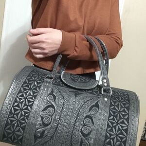 Silver And Gray Laga Designs Embroidered Purse, Banda Style Bag